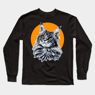 Head Cat Sunset Long Sleeve T-Shirt